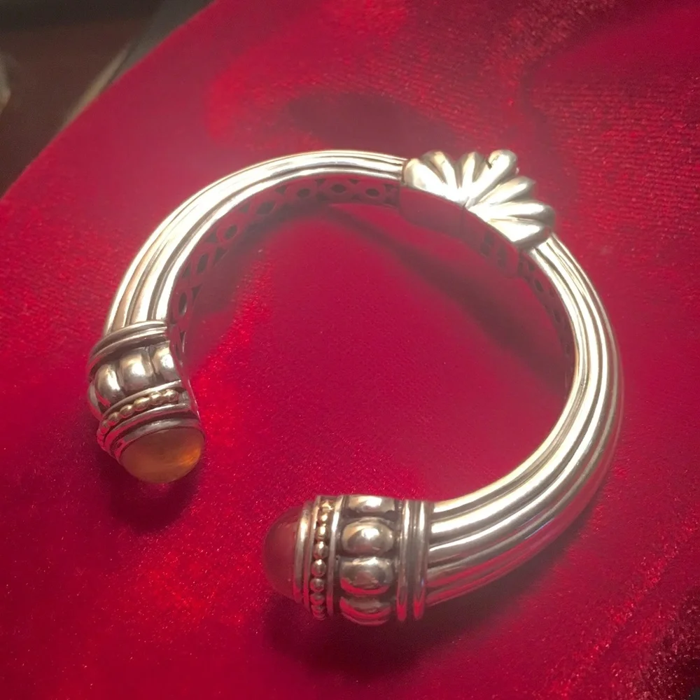 Exquisite Vintage Lagos Cuff** 18k Gold /Sterling/Citrine - Picture 10 of 16